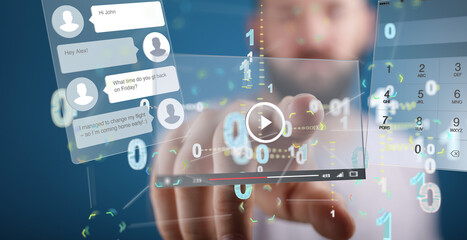 virtual develop interface web application in hand