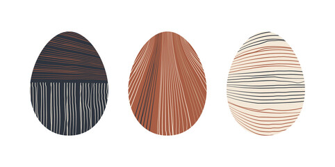 Poster - Set of minimalistic geometric easter egg with geometric shape elements. Modern boho contemporary creative trendy abstract templates vector illustration.