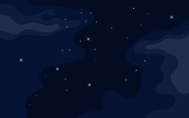 Vector space background . Cute flat style template with Stars in Outer space