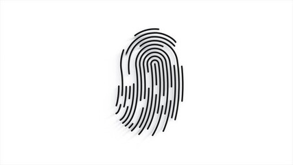 Poster - Fingerprint scan icon animation on black background with alpha channel. Futuristic Touch ID technology of mobile security for unlock device