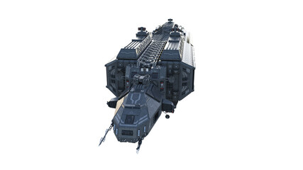 Wall Mural - spaceship, alien ufo spacecraft in flight isolated on white background, front view, 3d rendering