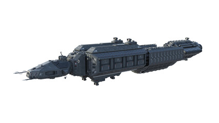 Wall Mural - spaceship, alien ufo spacecraft in flight isolated on white background, side view, 3d rendering