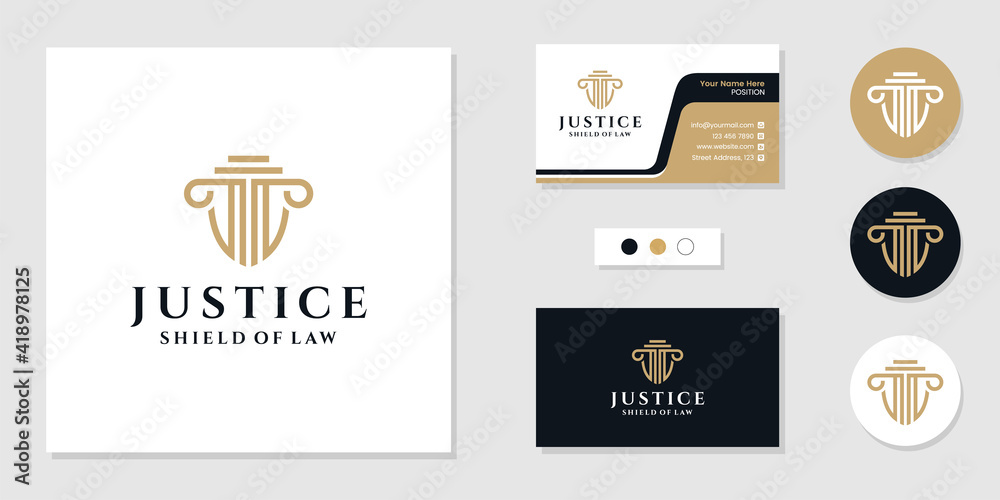 Justice law firm logo and business card design template inspiration ...