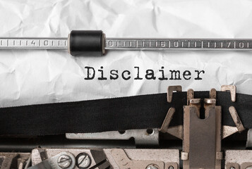 Aufkleber - Text Disclaimer typed on retro typewriter
