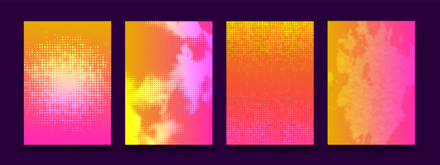 Aufkleber - Set of orange gradient colorful cover background . Abstract gradient background dots  pattern with  design for  flyer , brochure , poster , annual report , book cover presentation  ETC . 