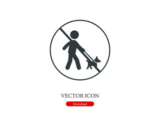 Poster - No walking with dog vector icon.  Editable stroke. Linear style sign for use on web design and mobile apps, logo. Symbol illustration. Pixel vector graphics - Vector