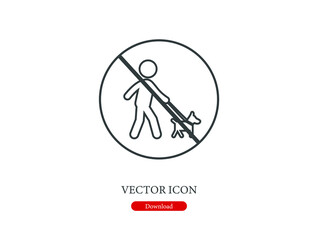 Poster - No walking with dog vector icon.  Editable stroke. Linear style sign for use on web design and mobile apps, logo. Symbol illustration. Pixel vector graphics - Vector