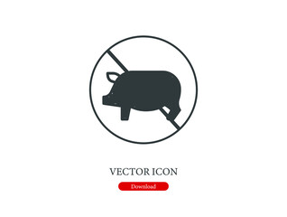 Poster - No pig vector icon.  Editable stroke. Linear style sign for use on web design and mobile apps, logo. Symbol illustration. Pixel vector graphics - Vector