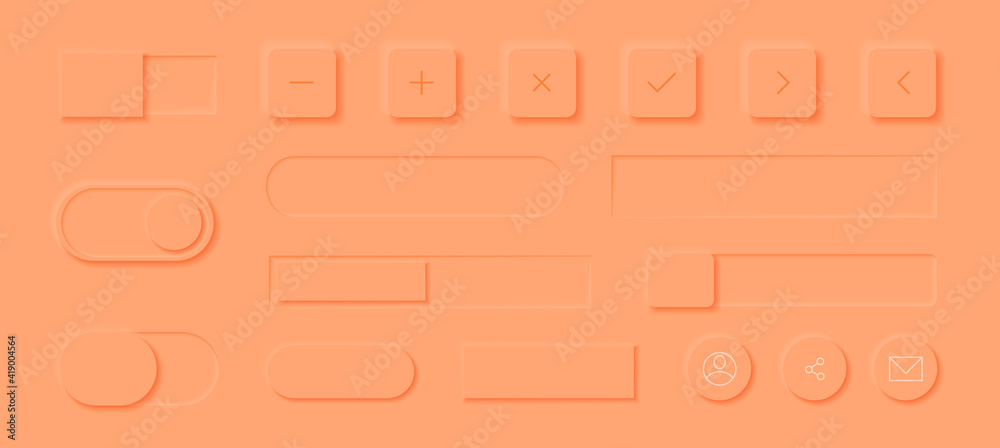 Neumorphism style elements vector set. Modern website or mobile app ...