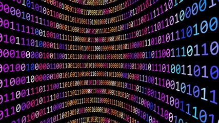 Wall of colorful binary data