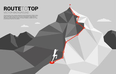 Aufkleber - Silhouette of businessman ready to run from start line to top of mountain. Concept of people ready to start career and business