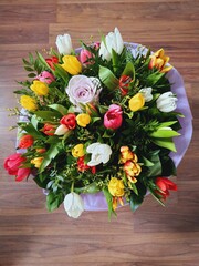 bouquet of flowers, tulips, rose, mothers day