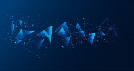 Poster - Abstract futuristic-The technology of molecules with polygonal shapes on a dark blue background. Illustration of Vector design digital technology concept.	