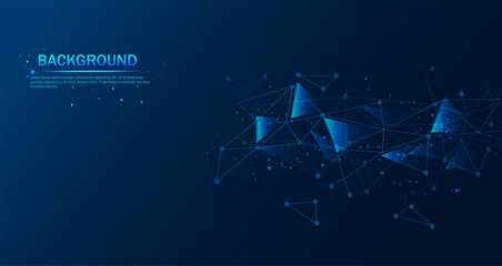 Poster - Abstract futuristic-The technology of molecules with polygonal shapes on a dark blue background. Illustration of Vector design digital technology concept.	
