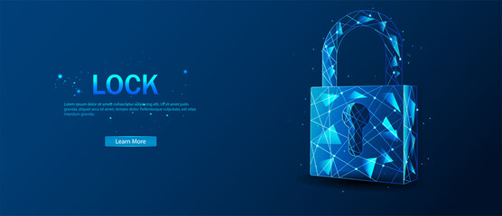 Poster - Castle. The polygonal wireframe grid looks like a constellation in a dark blue night sky with dots and stars. Security, security, privacy, or other concept illustration or background