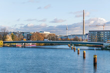 Nordhafen With The Nordhafen Road Bridge And Television Tower In Berlin, Germany
