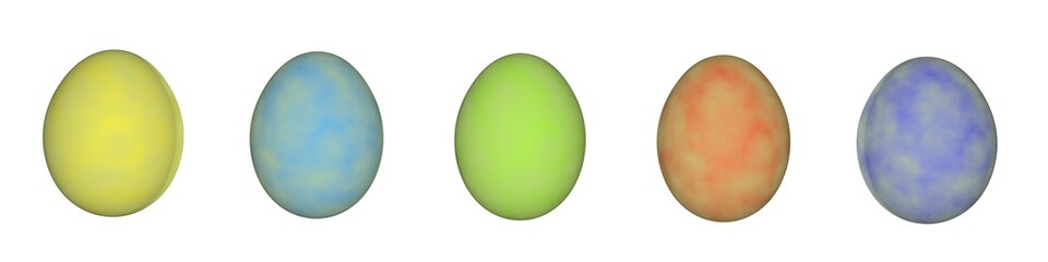Poster - Set of colored textured ornamented Easter eggs on a white background.