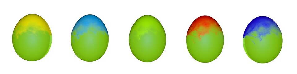Poster - Set of colored textured ornamented Easter eggs on a white background.