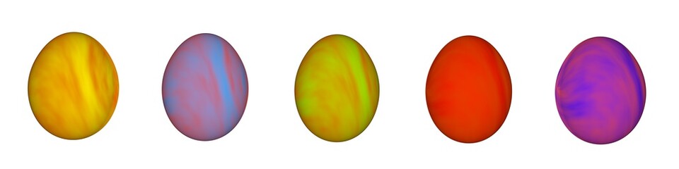 Poster - Set of colored textured ornamented Easter eggs on a white background.