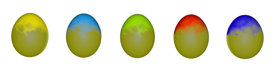 Poster - Set of colored textured ornamented Easter eggs on a white background.