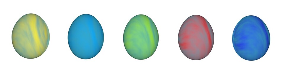 Poster - Set of colored textured ornamented Easter eggs on a white background.