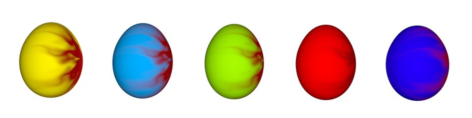 Poster - Set of colored textured eggs on a white background. Easter holiday. Religious cult.