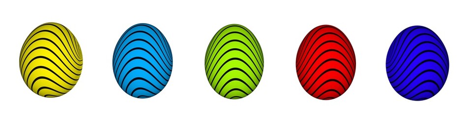 Poster - Set of colored textured eggs on a white background. Easter holiday. Religious cult.