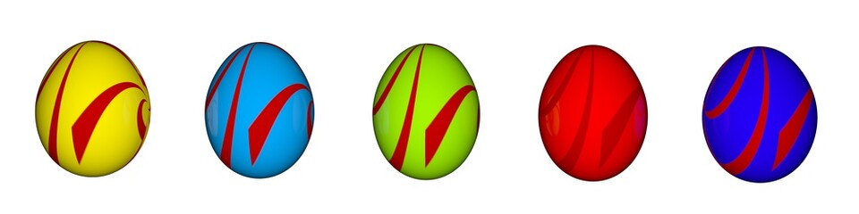 Poster - Set of colored textured eggs on a white background. Easter holiday. Religious cult.
