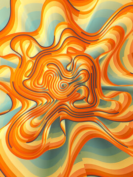 Hypnotic wavy background with multicolored lanes. 3d render digital illustration