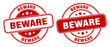beware stamp. beware label. round grunge sign