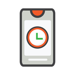 Poster - smartphone with time illustration. smartphone illustration. Flat vector icon.