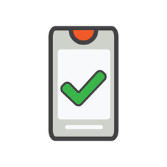Poster - smartphone with checkmark illustration. smartphone illustration. Flat vector icon.