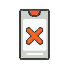 Poster - smartphone with delete illustration. smartphone illustration. Flat vector icon.