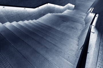 Aufkleber - illuminated old stairway in the dark