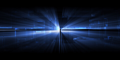 Light rays beam speed line movement abstract blue technology background.3d render.