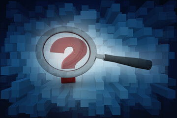 Poster - 3d rendering question mark search