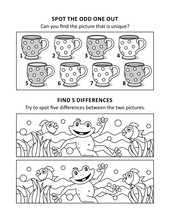 Activity Sheet For Kids With Two Puzzles
