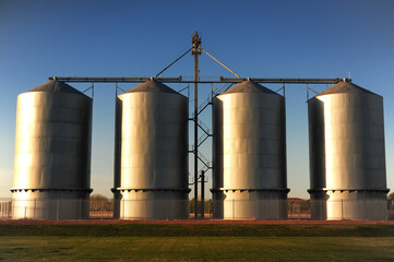 steel and chrome industrial grain silo