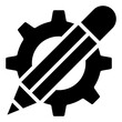 Gear with pencil, icon of writing skill