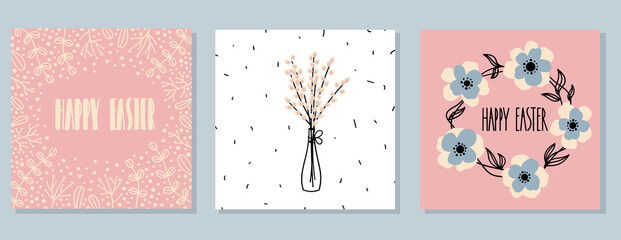 A set of Easter cards in the Scandinavian style