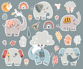 Sticker - Boho elephants stickers Collection.