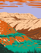 WPA Poster Art Of Fossil Butte National Monument By The National Park Service Located West Of Kemmerer, Wyoming, United States Done In Works Project Administration Style.