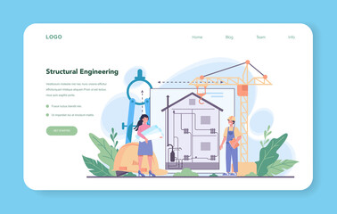 Poster - Engineering web banner or landing page. Technology and science.