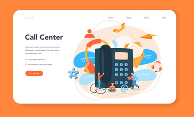 Poster - Call center or technical support web banner or landing page.