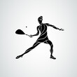 Squash player female creative abstract silhouette vector