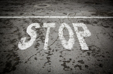 Wall Mural - Stop sign on the asphalt