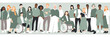 © Stafeeva - People of different ethnicities stand side by side together. Flat vector illustration.