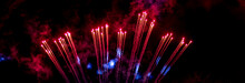 Explosion Of Fireworks Rockets. The Fiery Tails Of Comets. Details And Elements Of Outer Space. Smoke And Gas Of Stars.