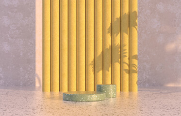 Poster - Natural beauty podium backdrop with Spring concept. Terrazzo texture. 3d rendering scene.
