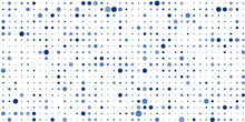 Modern Simple Blue Dot Pattern Background On White Background. Halftone Dot Circle Background With Blue Black And Grey Gray Colors.